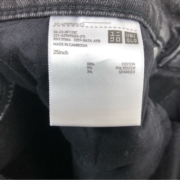 Uniqlo Sz 25 Skinny Jeans Washed Grey/Black Stretch Mid-Rise Raw Hem Classic - Picture 5 of 5